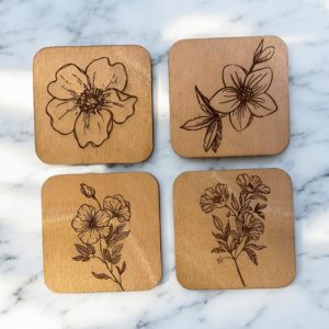 Dessous de verres en bois Fleurs