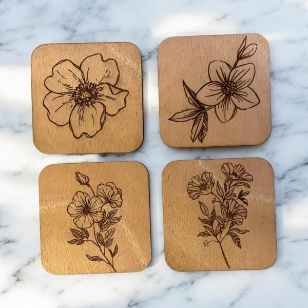Dessous de verres en bois Fleurs